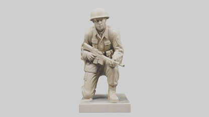 3D model Kneeling Soldier sculpture model VR / AR / low-poly
