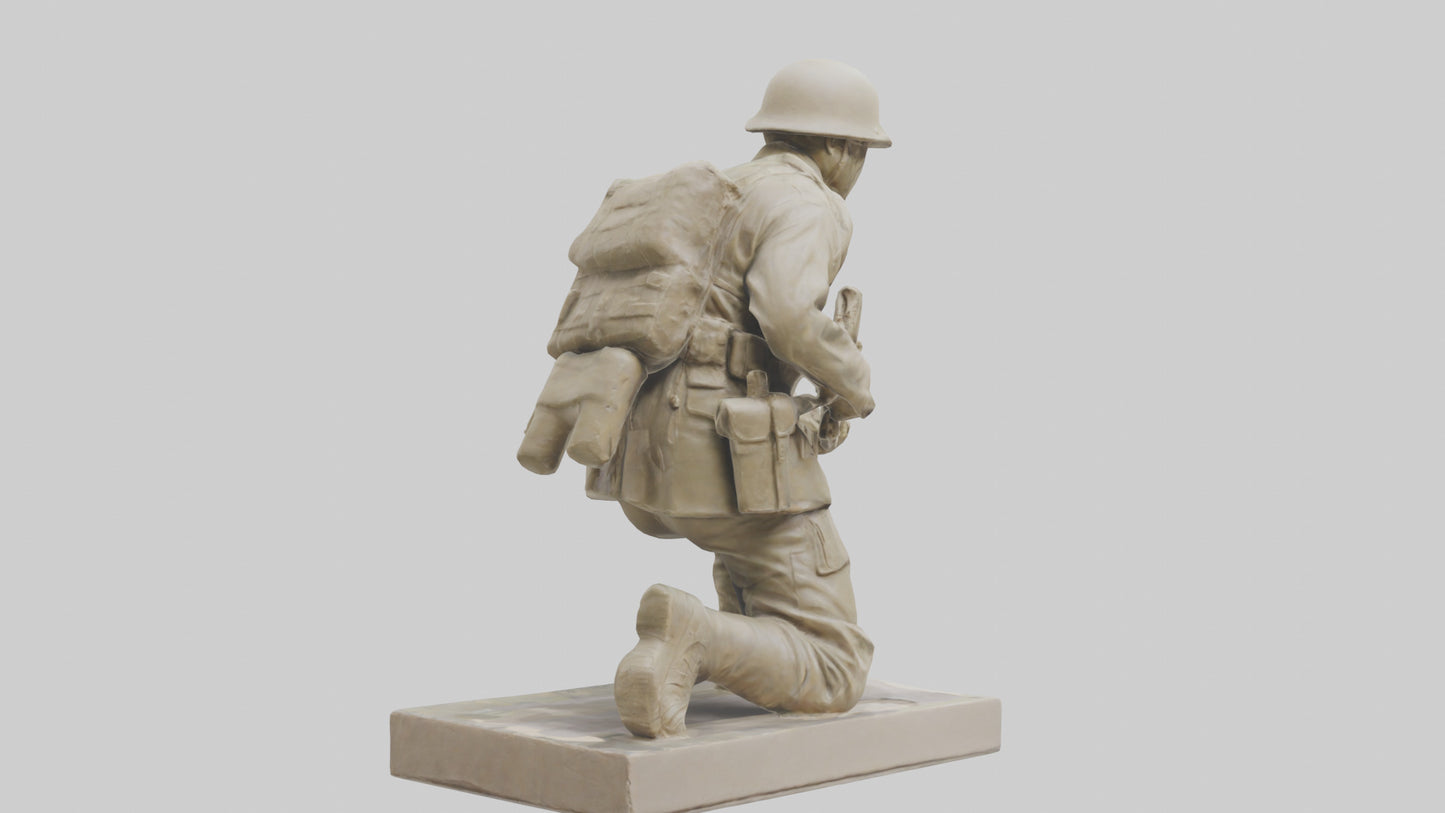 3D model Kneeling Soldier sculpture model VR / AR / low-poly