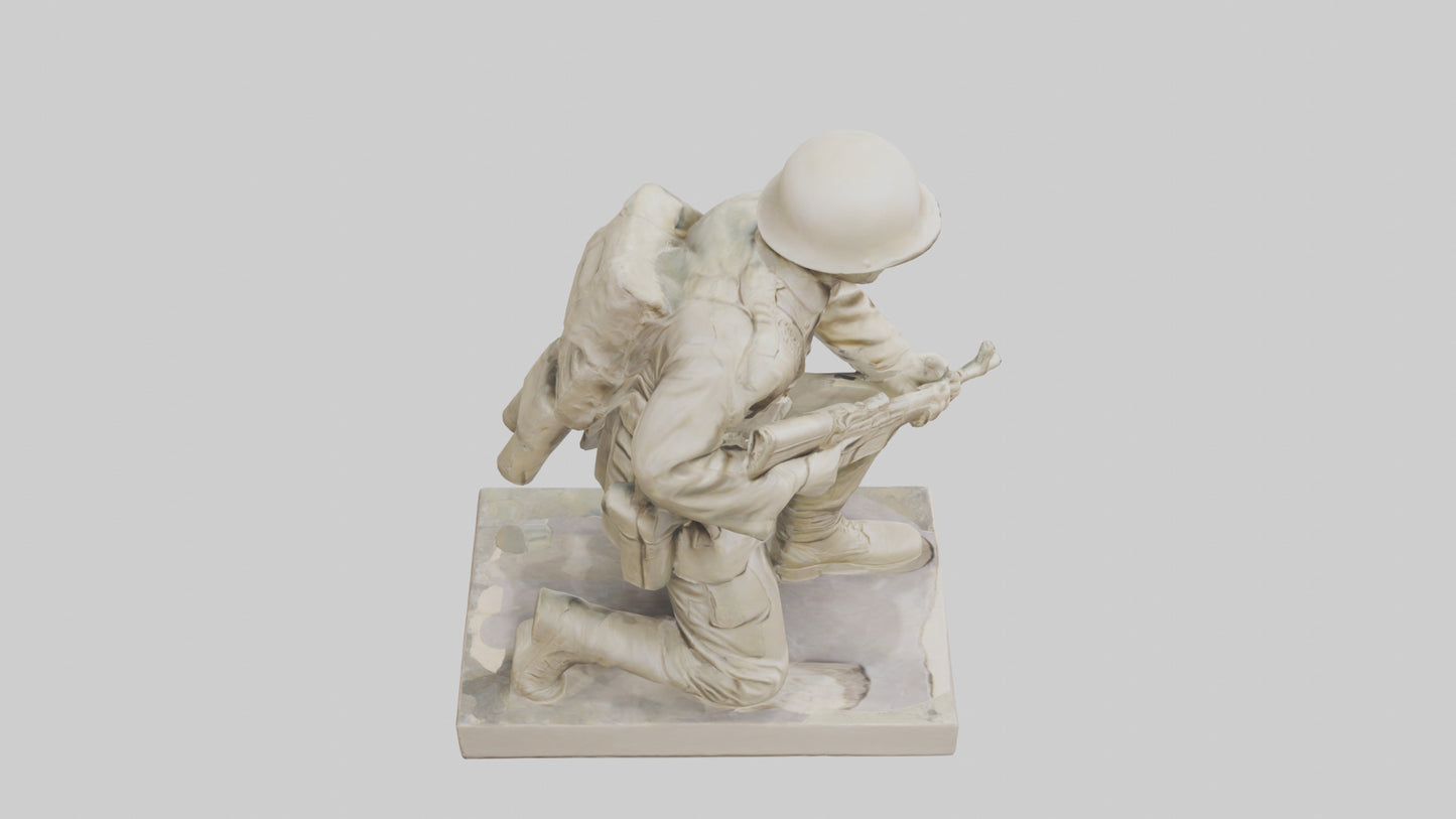 3D model Kneeling Soldier sculpture model VR / AR / low-poly