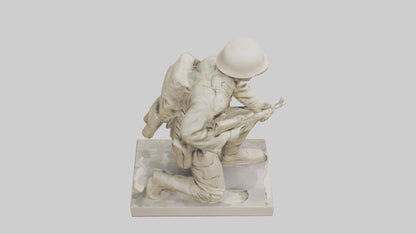 3D model Kneeling Soldier sculpture model VR / AR / low-poly