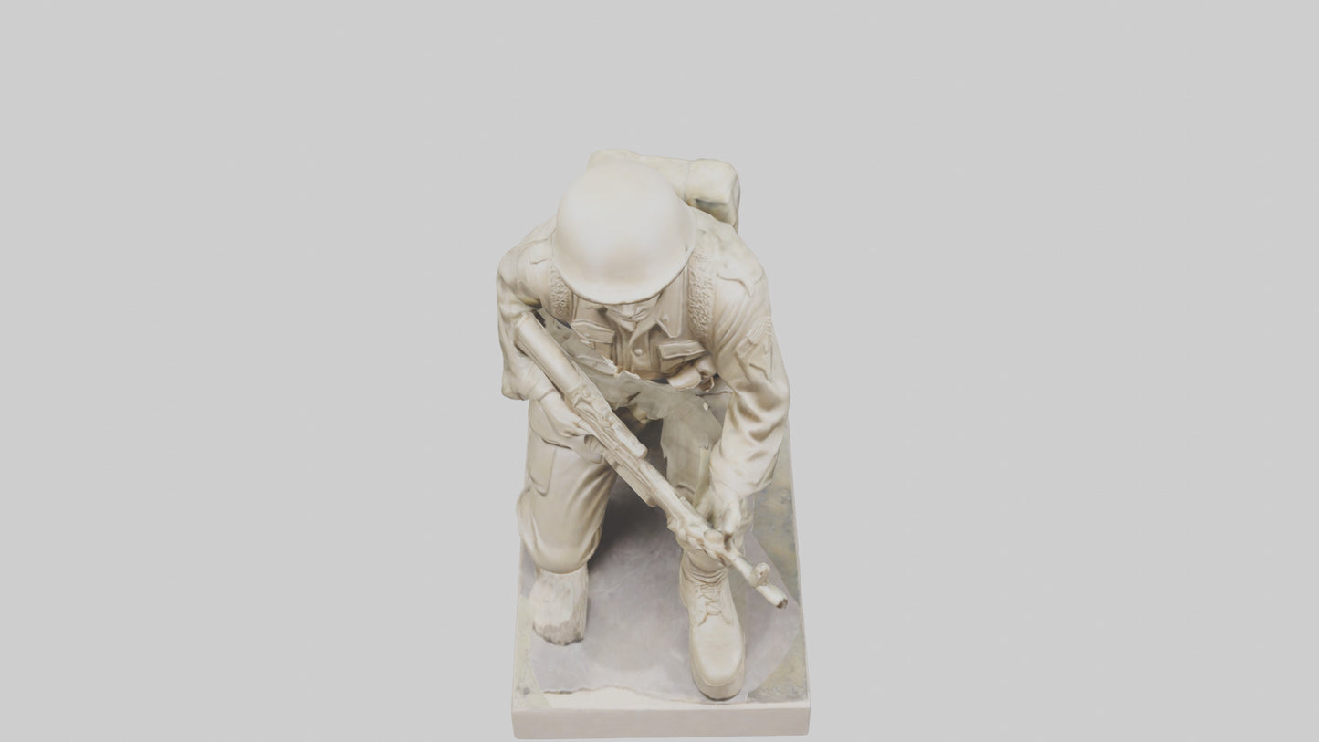 3D model Kneeling Soldier sculpture model VR / AR / low-poly