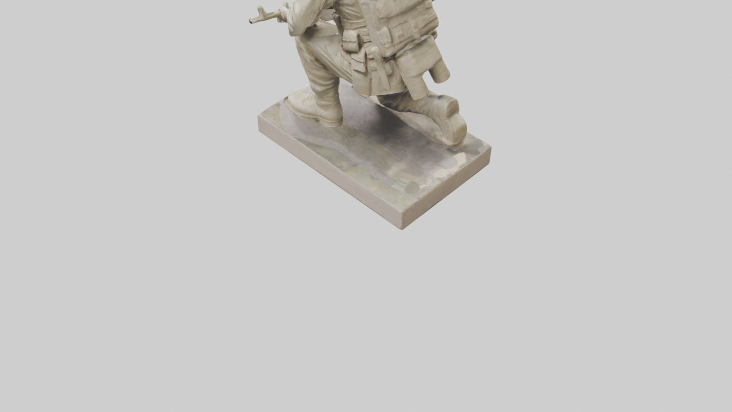 3D model Kneeling Soldier sculpture model VR / AR / low-poly