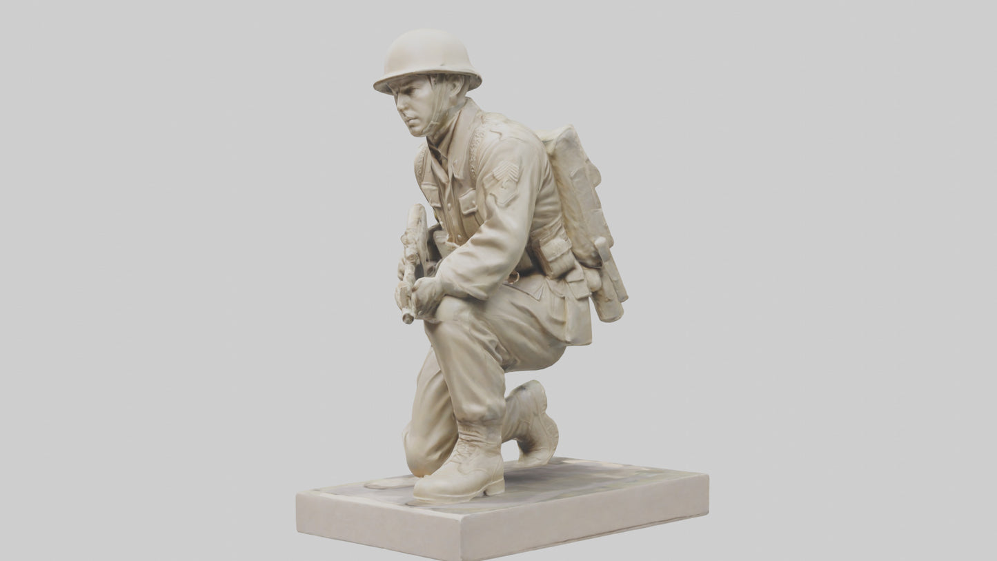 3D model Kneeling Soldier sculpture model VR / AR / low-poly