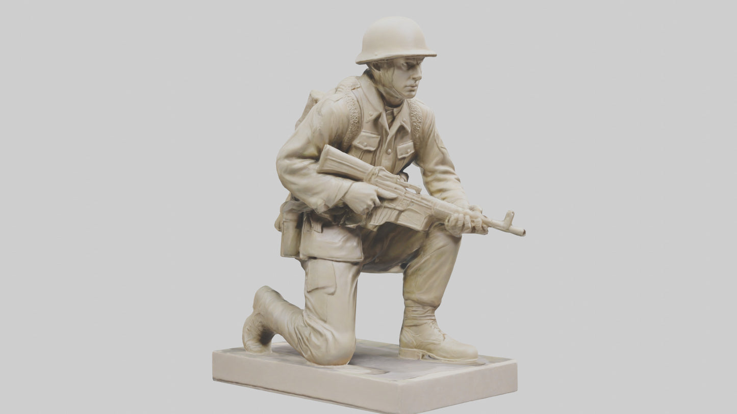 3D model Kneeling Soldier sculpture model VR / AR / low-poly