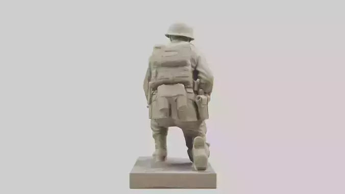 3D model Kneeling Soldier sculpture model VR / AR / low-poly