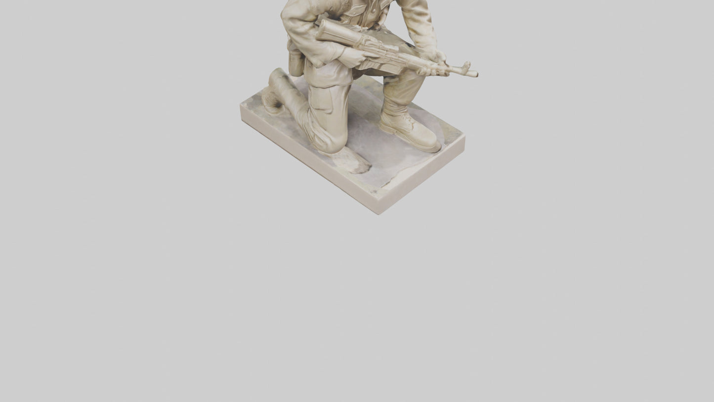 3D model Kneeling Soldier sculpture model VR / AR / low-poly