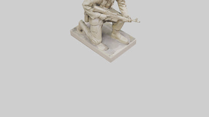 3D model Kneeling Soldier sculpture model VR / AR / low-poly