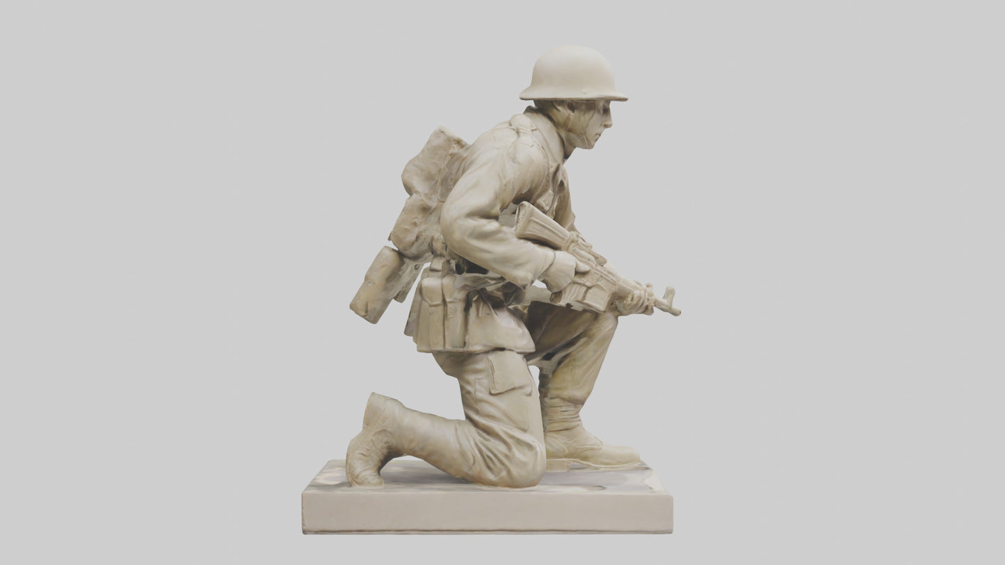 3D model Kneeling Soldier sculpture model VR / AR / low-poly