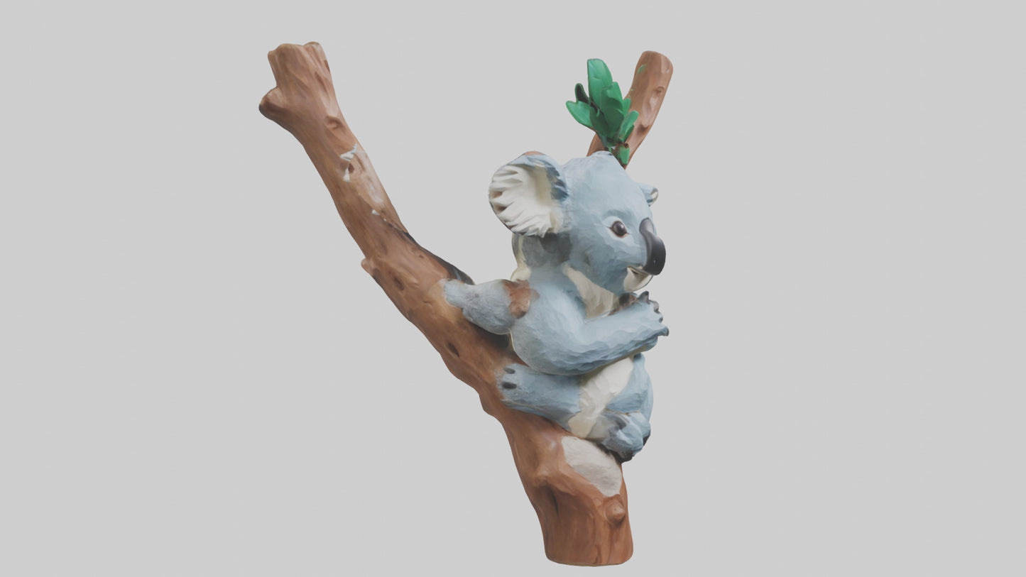 3D model Koala hugging a tree model VR / AR / low-poly