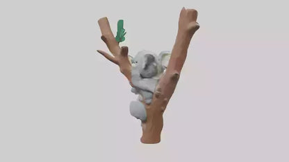 3D model Koala hugging a tree model VR / AR / low-poly