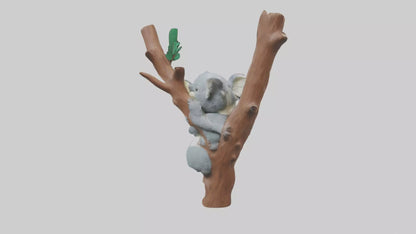 3D model Koala hugging a tree model VR / AR / low-poly