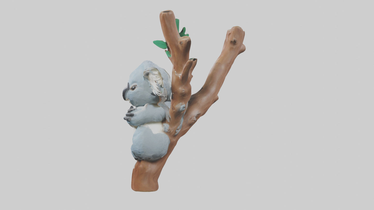 3D model Koala hugging a tree model VR / AR / low-poly