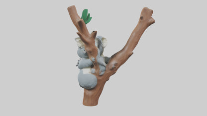 3D model Koala hugging a tree model VR / AR / low-poly