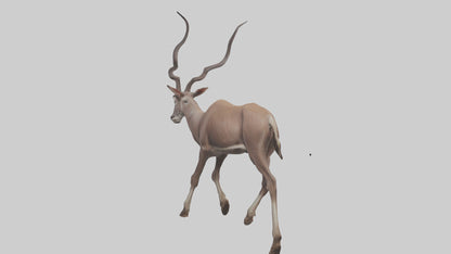 3D model Kudu walking through brush model VR / AR / low-poly