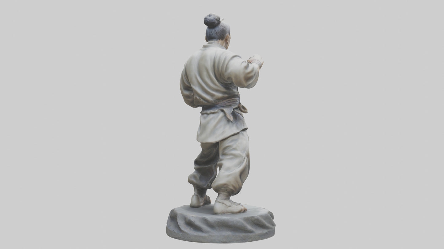 3D model Kung Fu Fighter statue model VR / AR / low-poly
