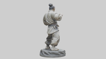 3D model Kung Fu Fighter statue model VR / AR / low-poly