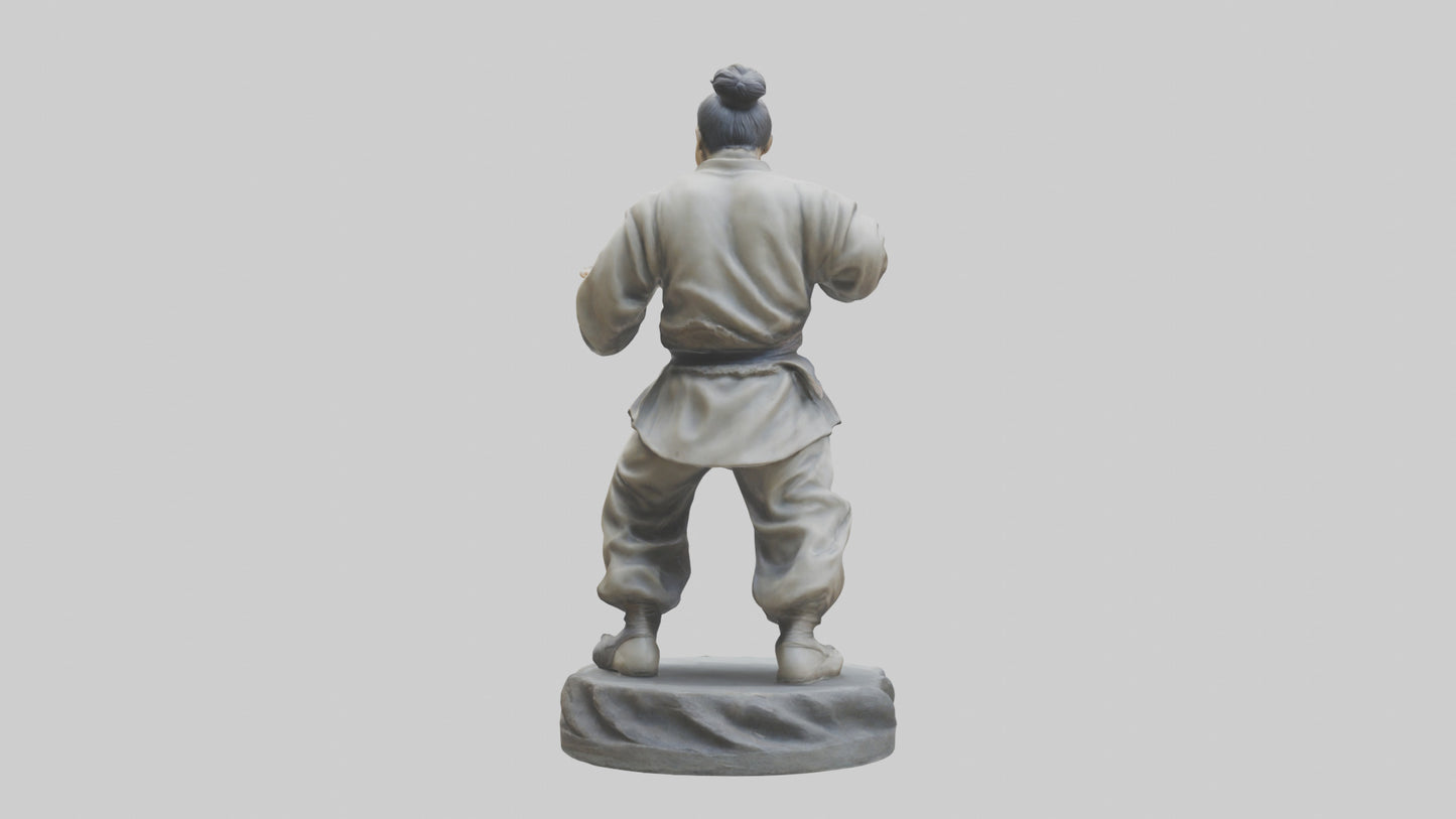3D model Kung Fu Fighter statue model VR / AR / low-poly