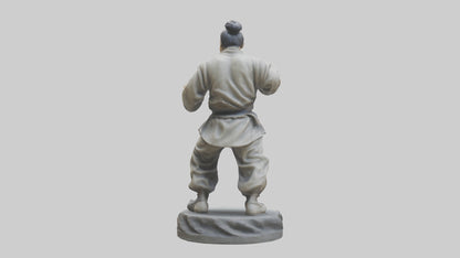 3D model Kung Fu Fighter statue model VR / AR / low-poly