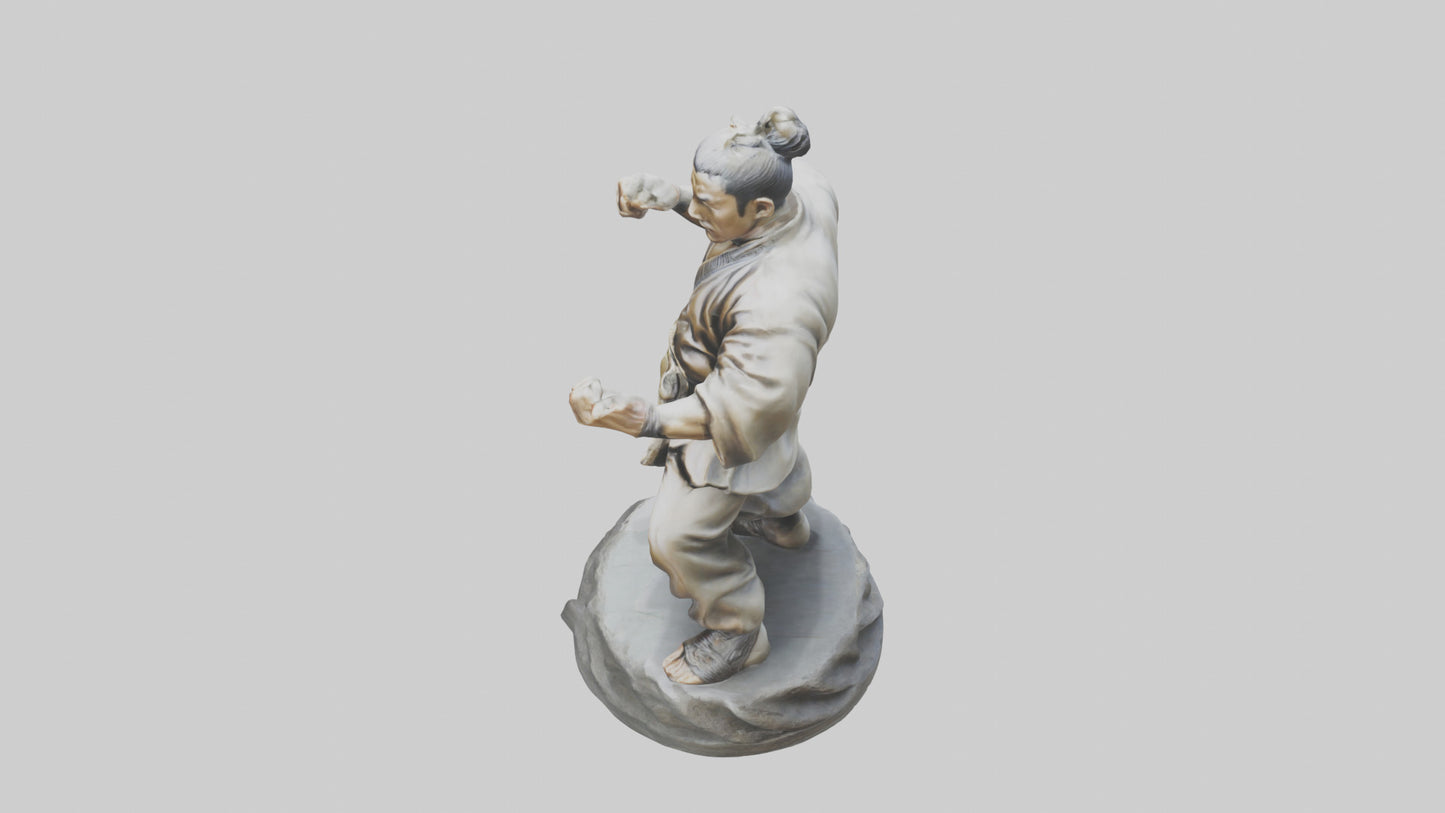 3D model Kung Fu Fighter statue model VR / AR / low-poly