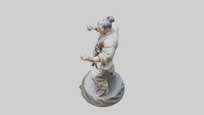 3D model Kung Fu Fighter statue model VR / AR / low-poly