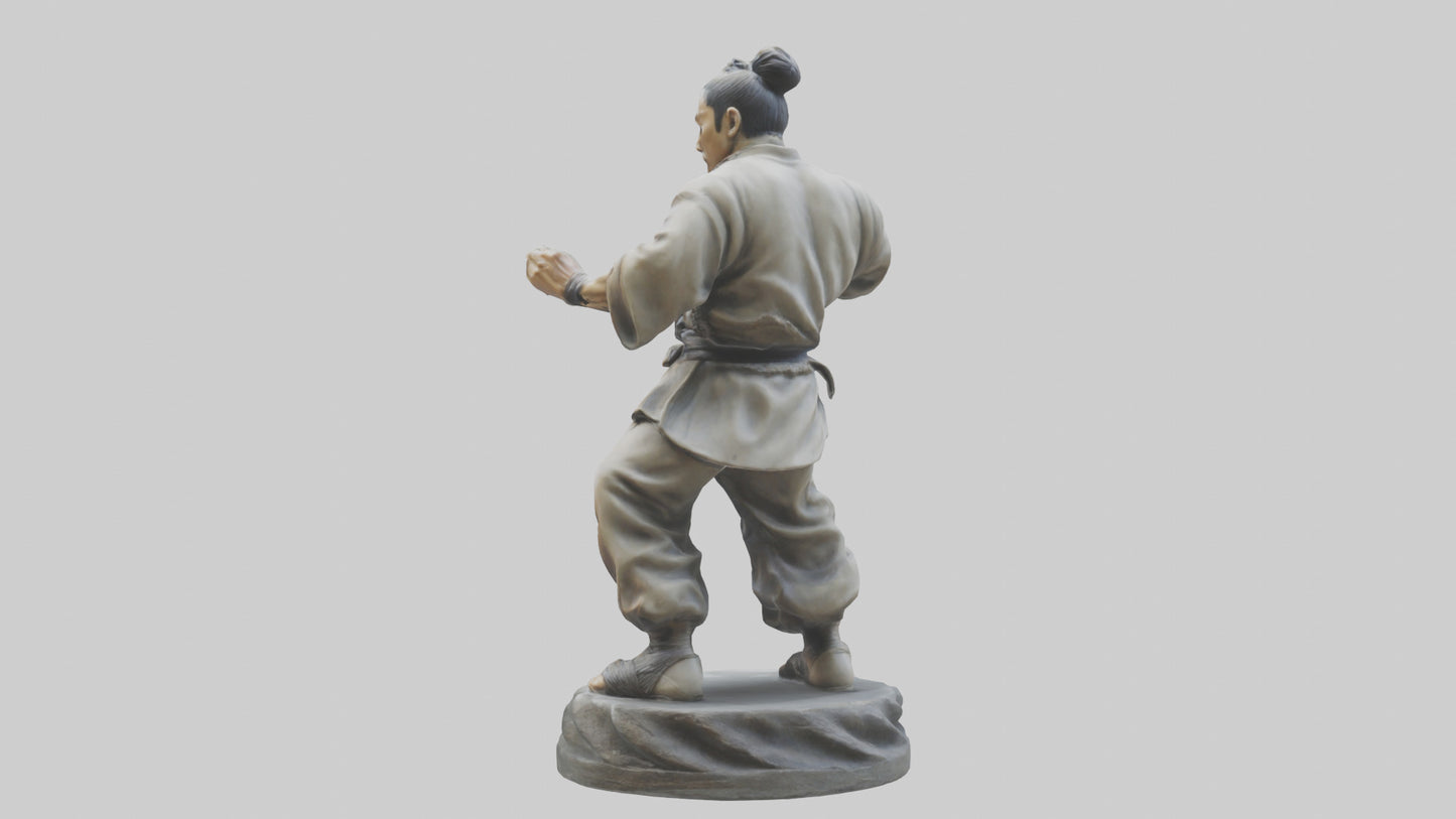 3D model Kung Fu Fighter statue model VR / AR / low-poly
