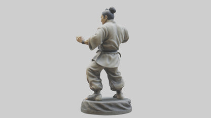 3D model Kung Fu Fighter statue model VR / AR / low-poly