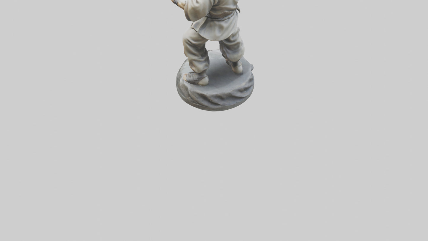 3D model Kung Fu Fighter statue model VR / AR / low-poly
