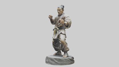 3D model Kung Fu Fighter statue model VR / AR / low-poly