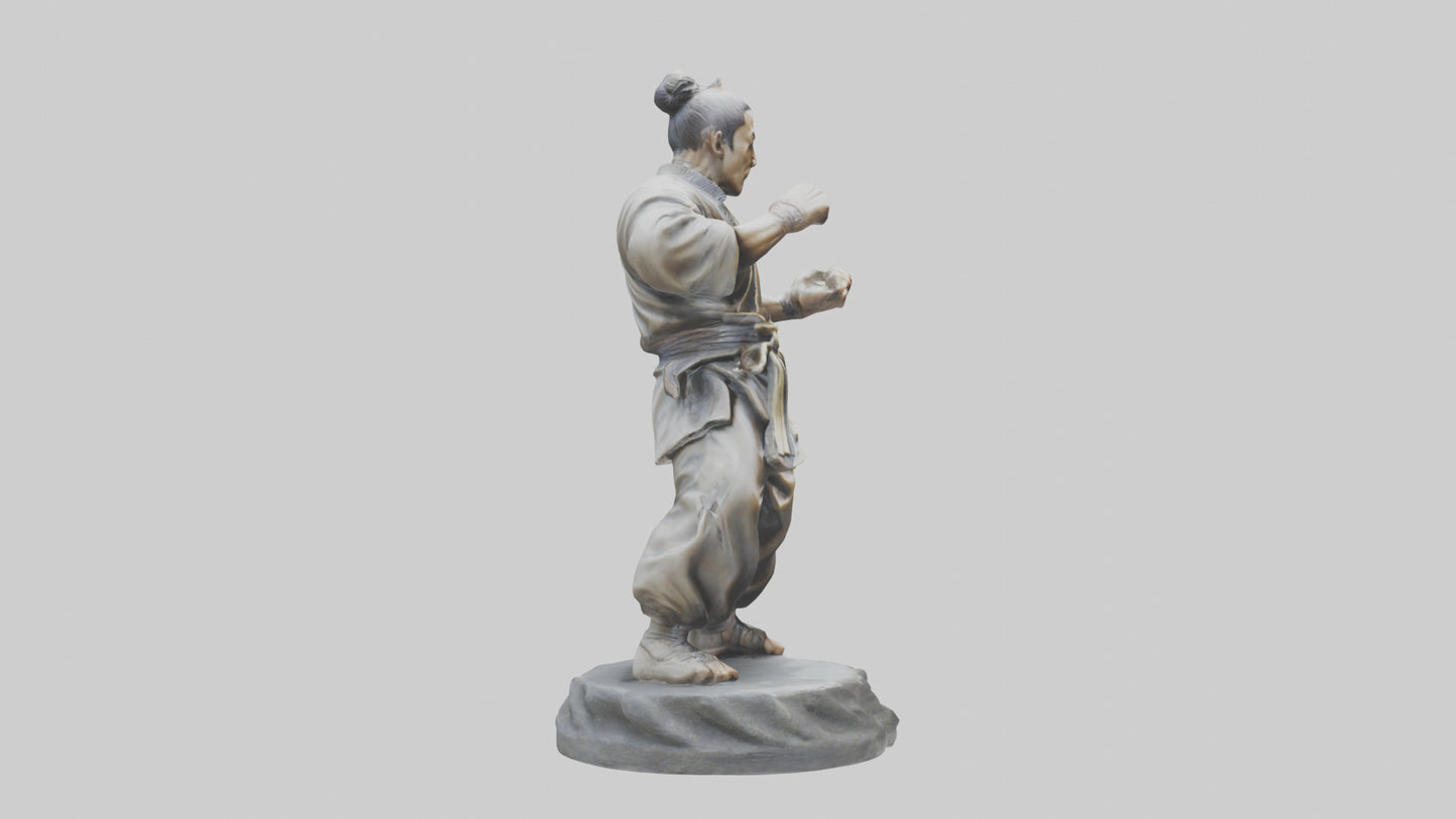 3D model Kung Fu Fighter statue model VR / AR / low-poly
