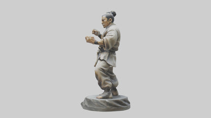 3D model Kung Fu Fighter statue model VR / AR / low-poly
