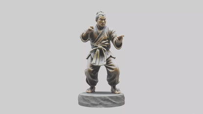 3D model Kung Fu Fighter statue model VR / AR / low-poly