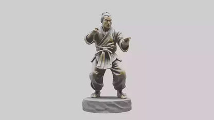 3D model Kung Fu Fighter statue model VR / AR / low-poly