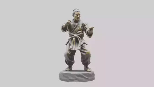 3D model Kung Fu Fighter statue model VR / AR / low-poly