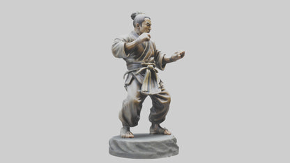 3D model Kung Fu Fighter statue model VR / AR / low-poly