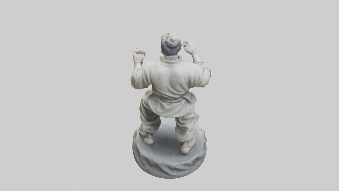 3D model Kung Fu Fighter statue model VR / AR / low-poly