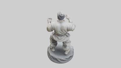 3D model Kung Fu Fighter statue model VR / AR / low-poly