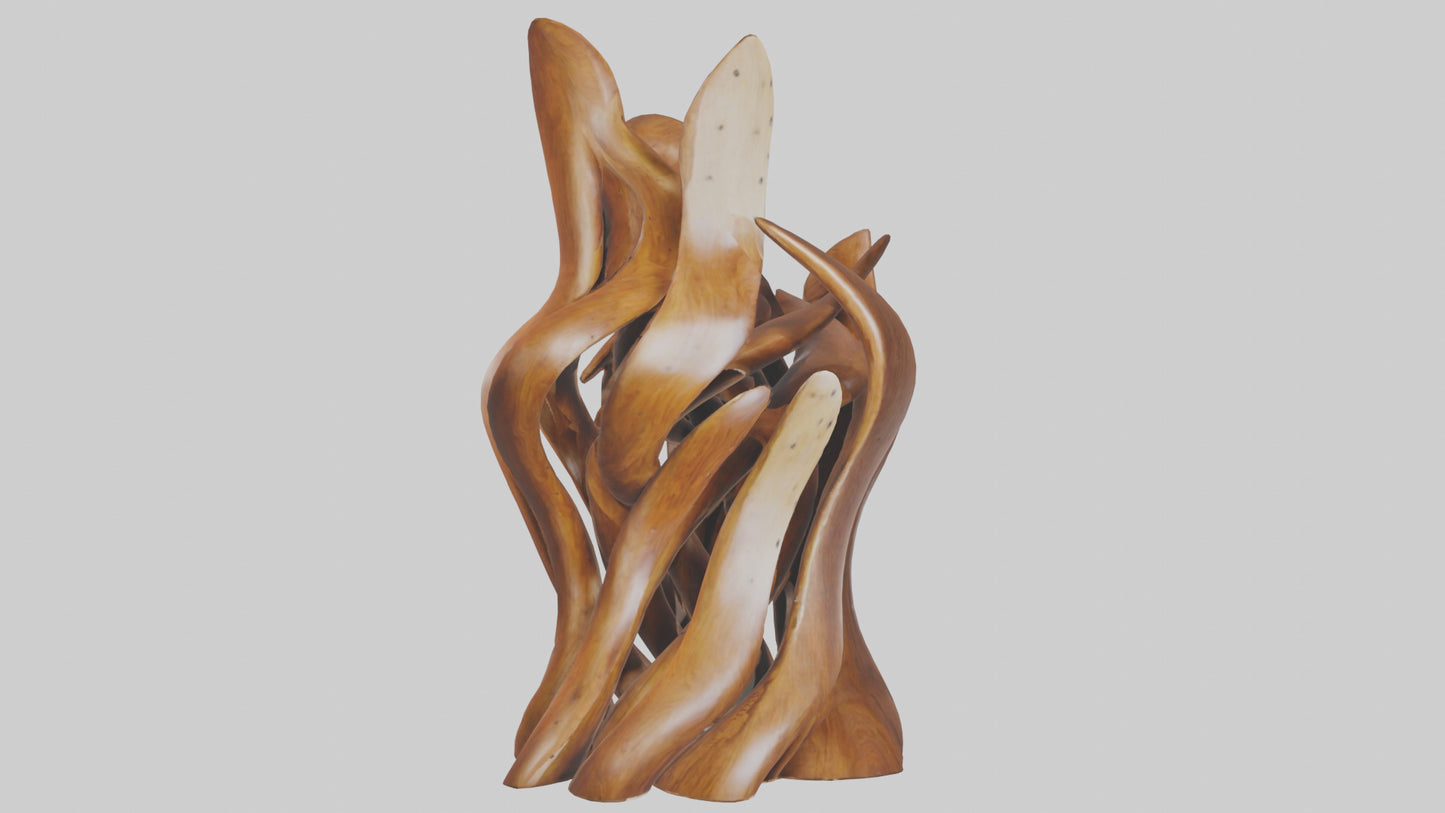 3D model Large wooden sculpture model VR / AR / low-poly