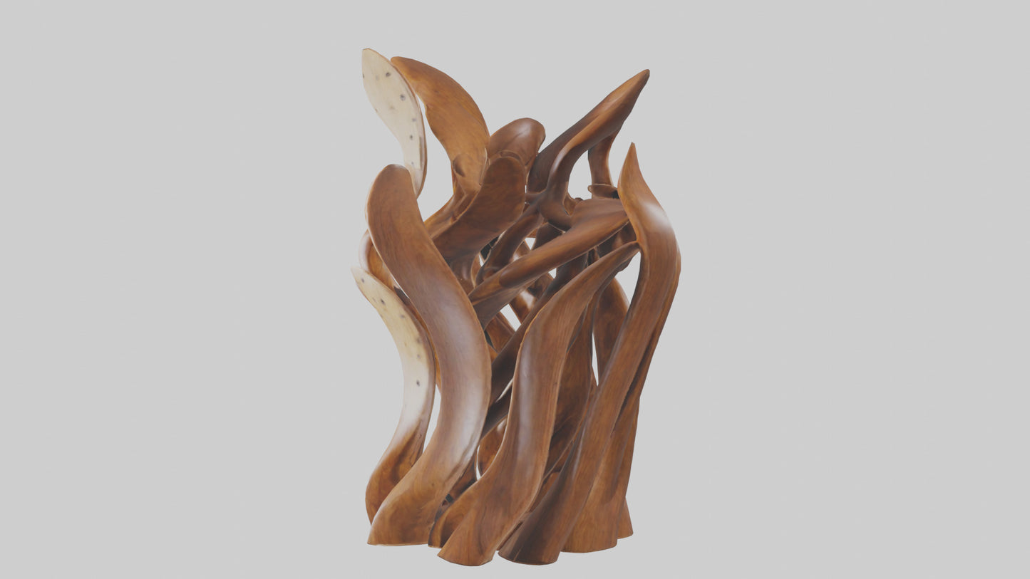 3D model Large wooden sculpture model VR / AR / low-poly