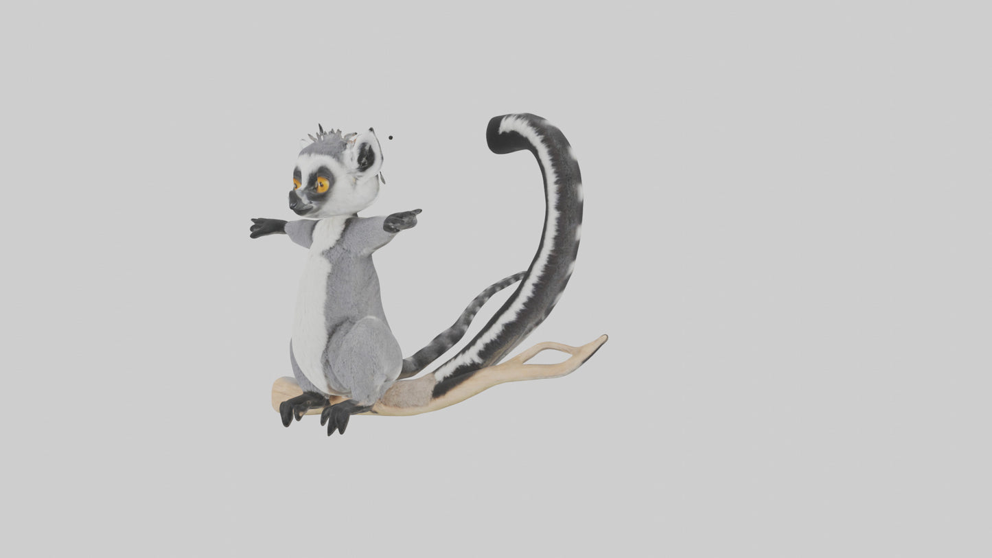 3D model Lemur perched model VR / AR / low-poly