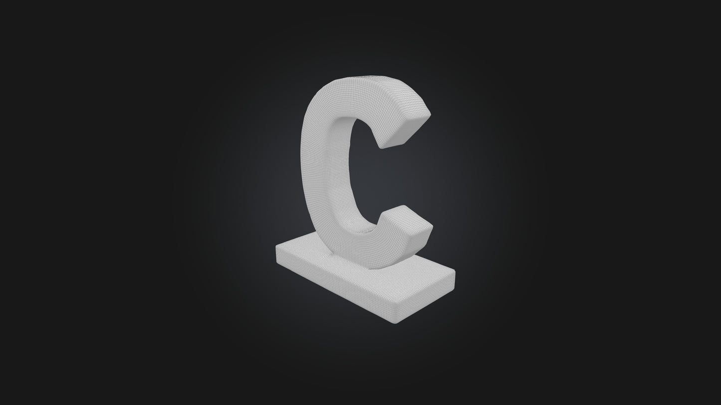 3D model letter C VR / AR / low-poly