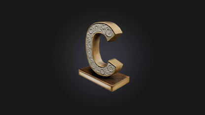 3D model letter C VR / AR / low-poly