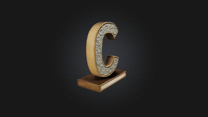 3D model letter C VR / AR / low-poly