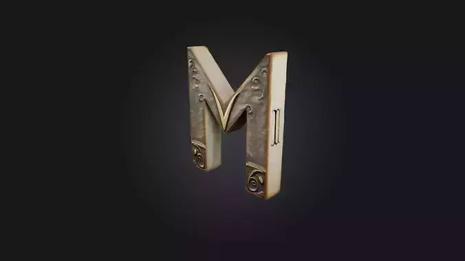 3D model letter M VR / AR / low-poly