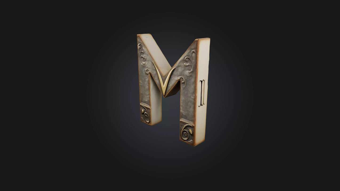 3D model letter M VR / AR / low-poly