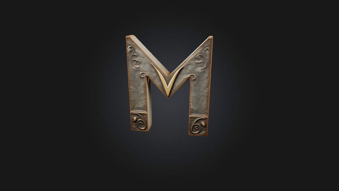 3D model letter M VR / AR / low-poly