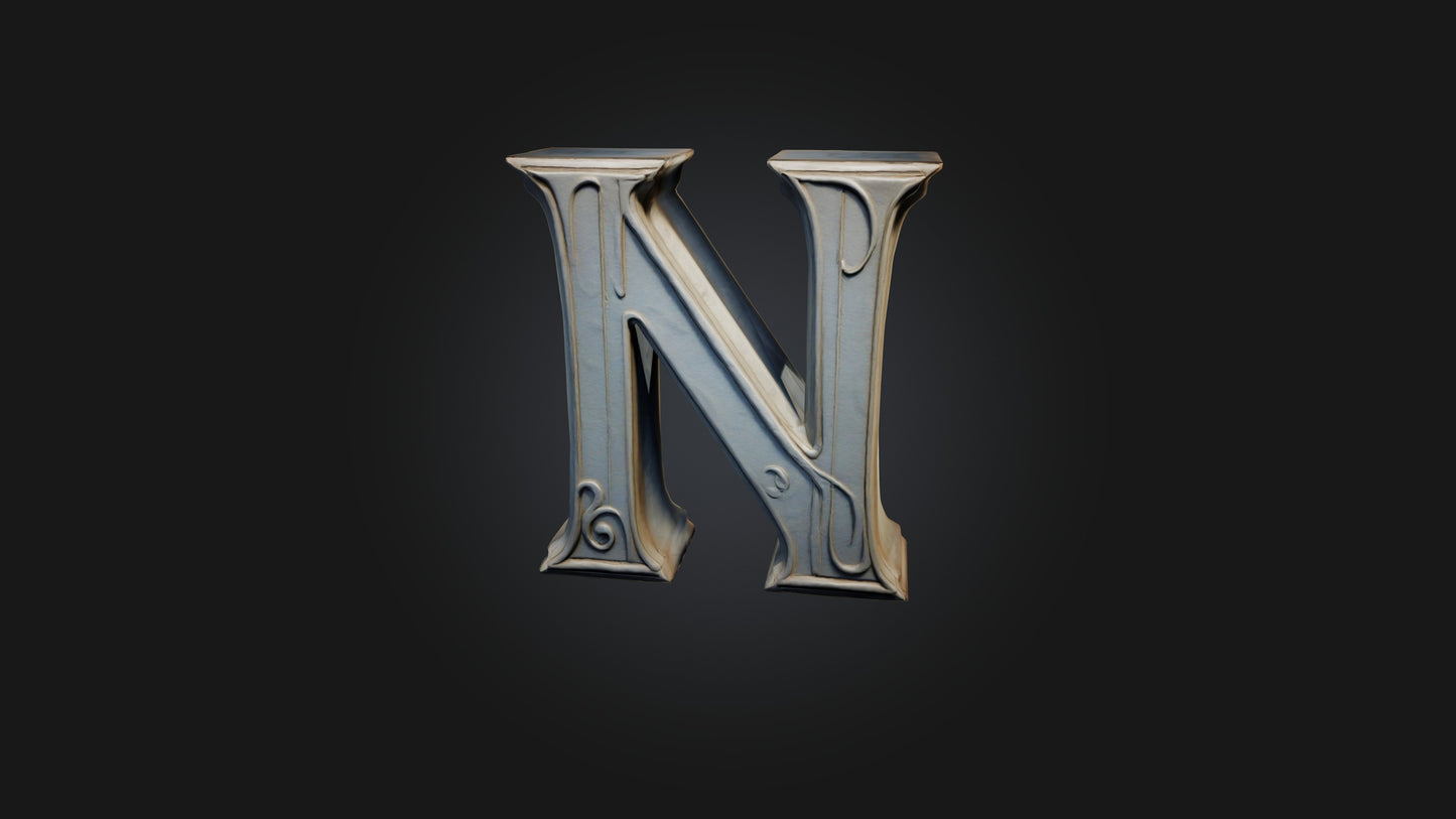 3D model letter N VR / AR / low-poly