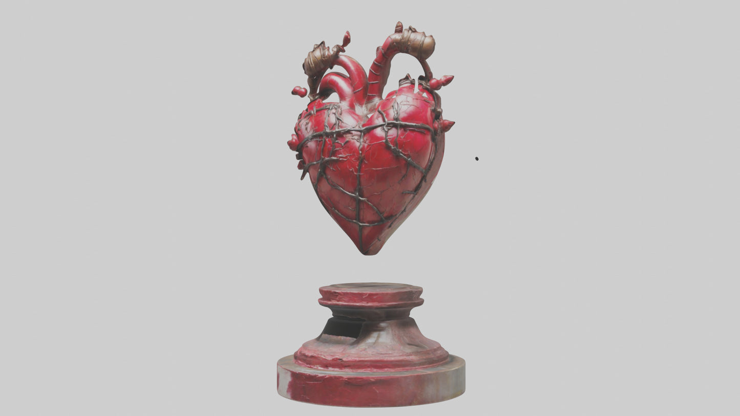 Liberated Heart statue model VR / AR / low-poly