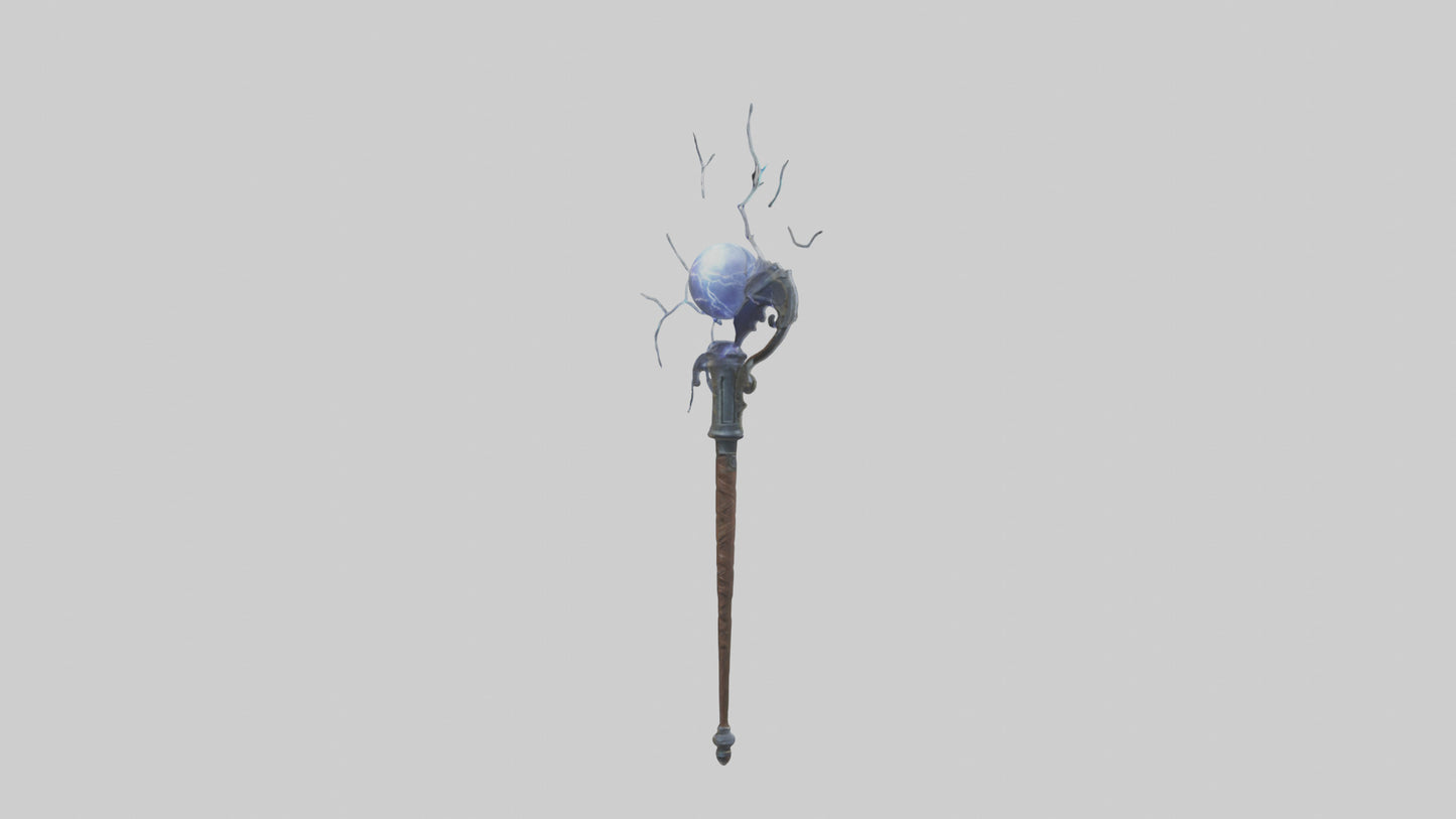 Lightning Staff model VR / AR / low-poly