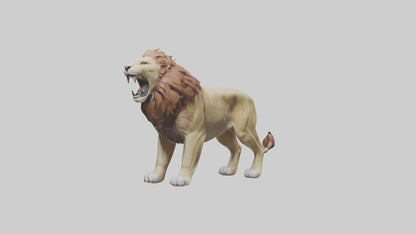 3D model Lion roaring model VR / AR / low-poly