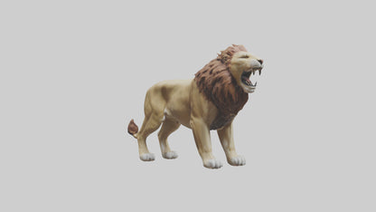 3D model Lion roaring model VR / AR / low-poly